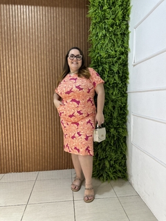 VESTIDO MIDI MANGA ITALIANA ESTAMPADO SALMÃO