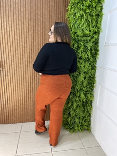 CALÇA PANTALONA EM TRICÔ TELHA - comprar online