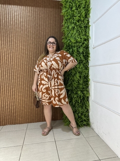 MACAQUINHO PLUSSIZE VISCOLINHO ESTAMPADO MARROM