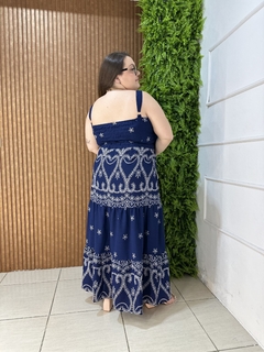 VESTIDO CREPE PLUSSIZE ALÇA ESTAMPADO MARINHO - comprar online