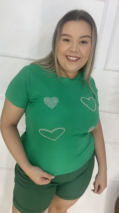 T-SHIRT DE RIBANA CORAÇÃO VERDE