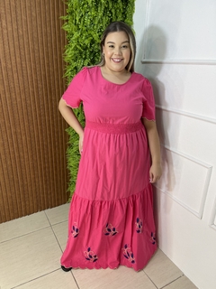 VESTIDO VISCOLINHO COM BORDADO PINK