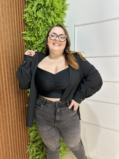 CAMISA PLUSSIZE CREPE SOCIAL PRETO