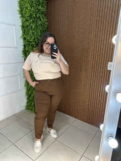 CALÇA JEANS ZARA MARROM COM CINTO