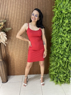 VESTIDO CANELADO VERMELHO