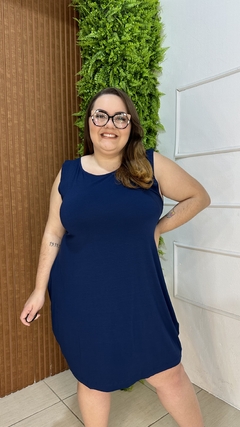 VESTIDO REGATA VISCOLYCRA BÁSICO PLUSSIZE MARINHO