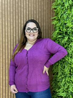 CARDIGAN DE MODAL PLUS ROXO