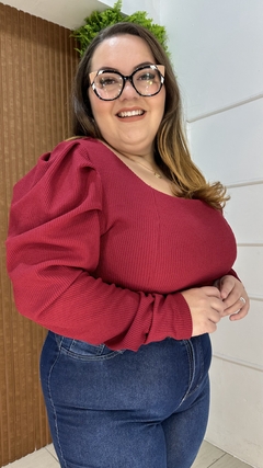 BODY CANELADO ANA RUGA PLUSSIZE VERMELHO - comprar online