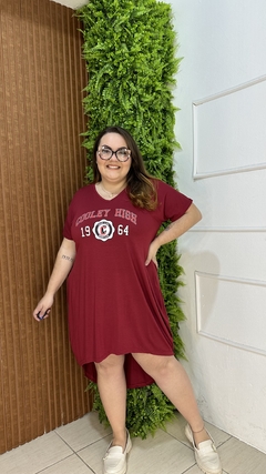 VESTIDO CAMISÃO VISCOLYCRA PLUSSIZE MARSALA