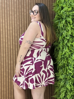 VESTIDO ALÇA COM BOTÕES FRONTAIS ESTAMPADO FUCSIA - comprar online