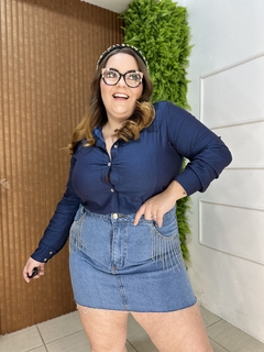 SAIA JEANS PLUSSIZE COM FRANJINHA DE BRILHOS