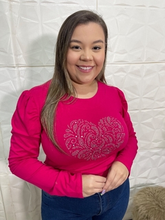 BLUSA CORAÇÃO DE BRILHOS PINK