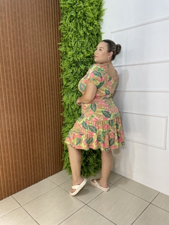 VESTIDO CIGANINHA COM LAÇO ESTAMPADO COLORIDO VERDE LIMA - comprar online