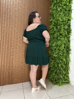 VESTIDO COM AMARRAÇÃO FRONTAL E SAIA 3 MARIAS VERDE ESCURO - comprar online