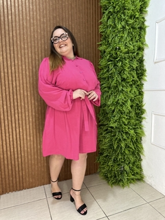 VESTIDO PLUSSIZE CREPE AIRFLOW PINK