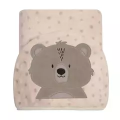 COBERTOR BORDADO DE MICROFIBRA PAPI FRIENDS COM CAPUZ URSO TED