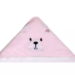 TOALHA DE BANHO SOFT BORDADOS KARINHO COM CAPUZ URSO ROSA - comprar online