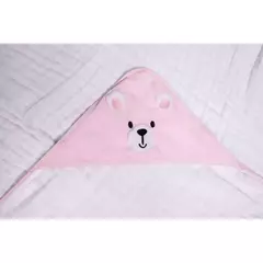 Imagem do TOALHA DE BANHO SOFT BORDADOS KARINHO COM CAPUZ URSO ROSA