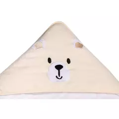 TOALHA DE BANHO SOFT BORDADOS KARINHO COM CAPUZ URSO CREME - comprar online