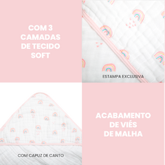 TOALHA DE BANHO PAPI SOFT COM CAPUZ STAR ROSA - loja online