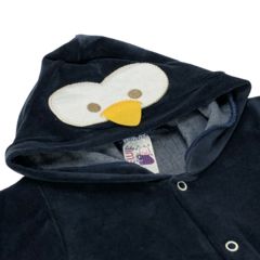 MACACÃO PLUSH BORDADO COM CAPUZ CELUI BABY PINGUIN MARINHO - comprar online