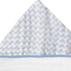 TOALHÃO SOFT PREMIUM PAPI BABY COM CAPUZ CHEVRON AZUL - Guili Guili