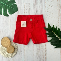 Short gabardina rojo bebe