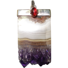 Amethyst Slab with Accent Stone Rough Pendant