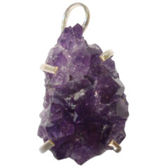 Amethyst Druzy with Prongs Rough Pendant