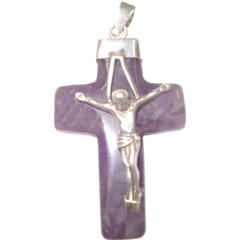 Amethyst Cross with Jesus Pendant