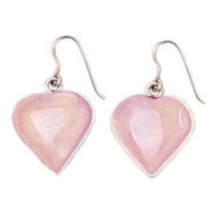 Small Rose Quartz Heart Earrings