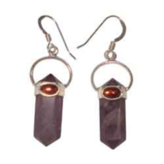 Amethyst with Cabochon Twn Point Earrings