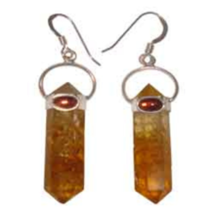 Citrine with Cabochon Twn Point Earrings