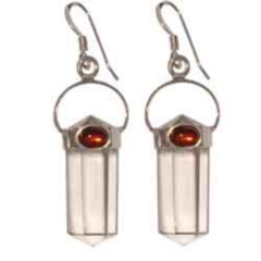 Crystal with Cabochon Twn Point Earrings