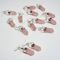 Rose Quartz Twn Point Earrings - buy online