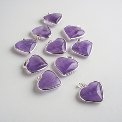 Amethyst Heart Silver Pendants - buy online