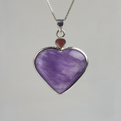 Amethyst Heart With Faceted Heart Pendants