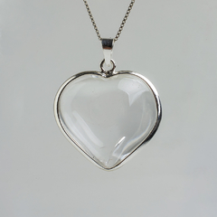 Clear Quartz Heart With Silver Pendants