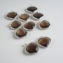 Smoky Quartz Heart With Silver Around Pendants - buy online