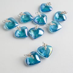 Aqua Aura Heart With Silver Angel Pendants - buy online