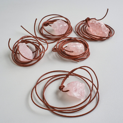 Leather String With Rough Rose Quartz - buy online