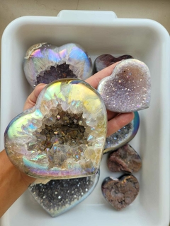 Agate Druzy with Aura Hearts
