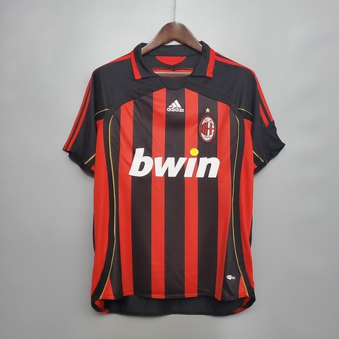 Camisa Manga Longa Milan Retro I 06/07 Adidas Masculina - Vermelho e Preto