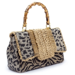 ISLA - BOLSA SATCHEL ANIMALIER NATURAL