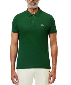 Polo Lacoste Slim Fit Piquet na cor verde, modelo ajustado, com logo Lacoste no peito.