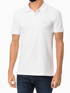 Camisa Polo Calvin Klein Friso Branco