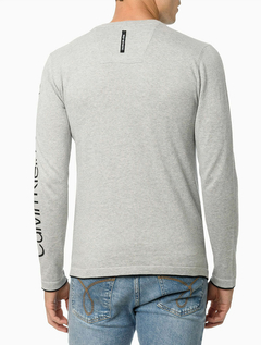 Tricot Calvin Klein Jeans Logo Manga Cinza - Azoz Store - Moda Masculina Multimarcas Autorizada