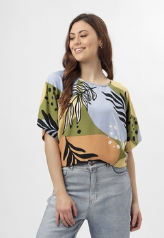 609EST2 - Blusa Ninas de Lino estampado - tienda online