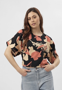 609EST2 - Blusa Ninas de Lino estampado