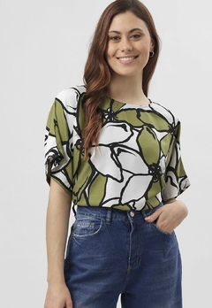 609EST2 - Blusa Ninas de Lino estampado